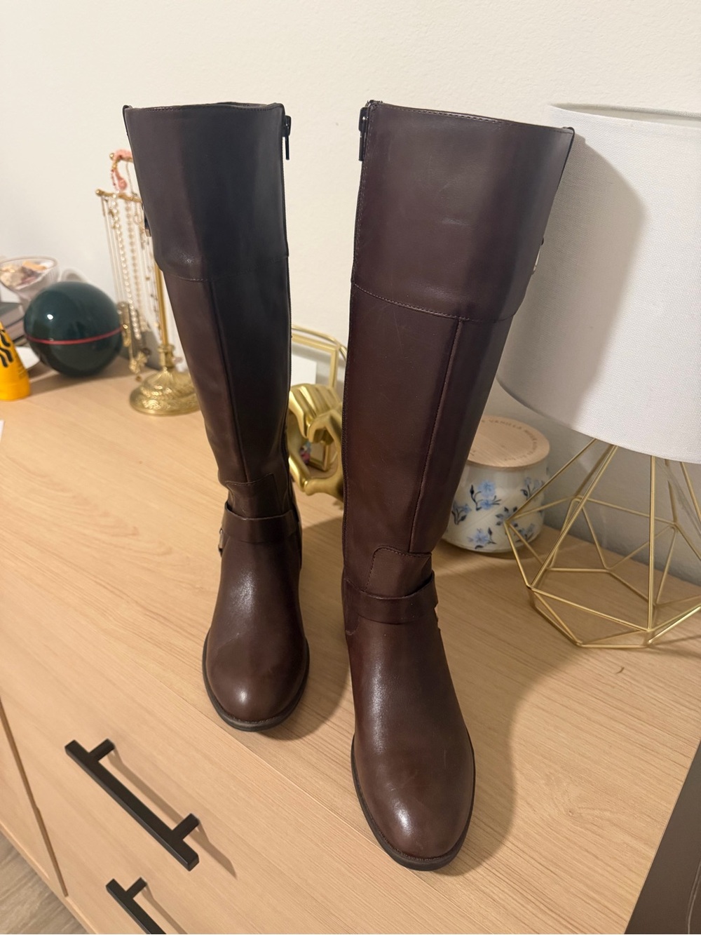 Ralph Lauren Dark Brown Over-the-Knee Leather Boots
